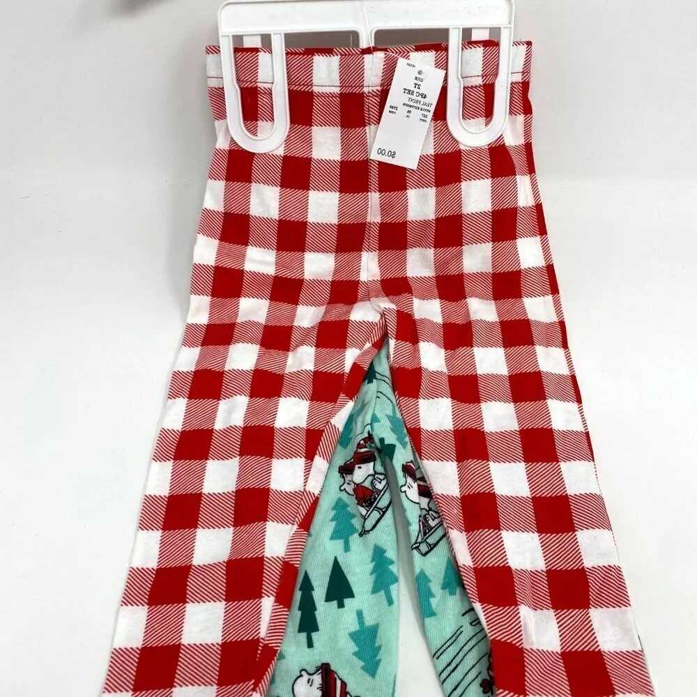 Target Toddler 4pc Snug Fit Snoopy Let It Snow Cotton Pajama Set Blue Red 2T 3T
